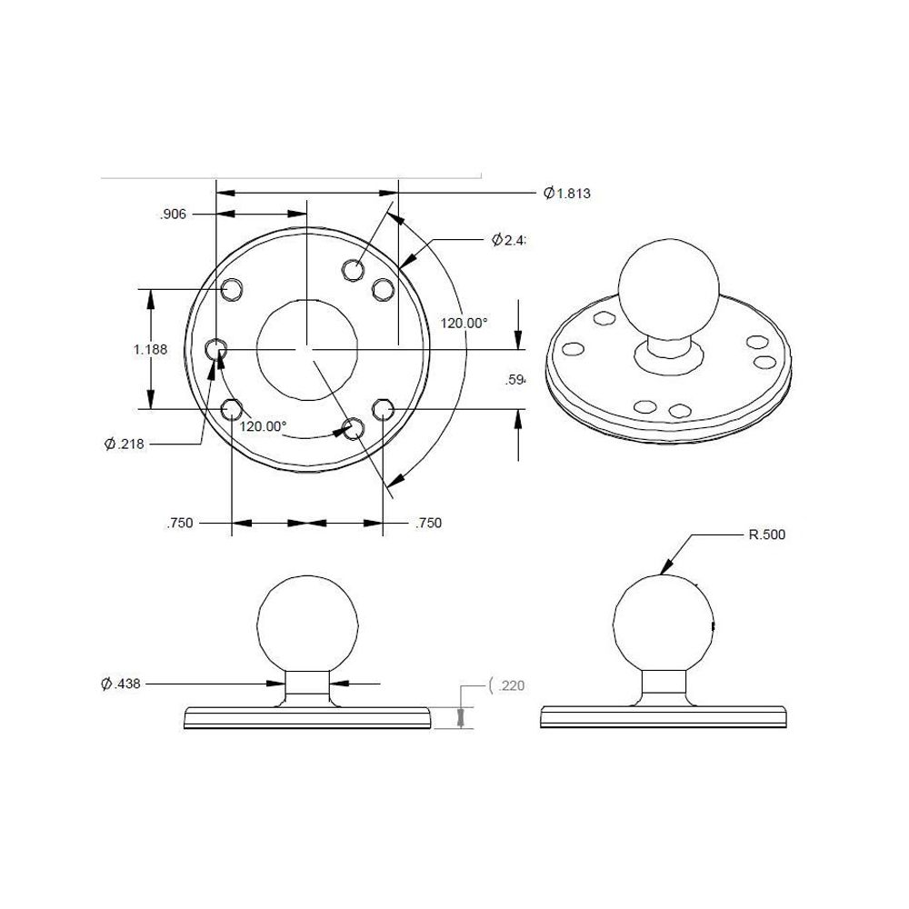 SOPORTE RAM MOUNTS BASE HOLE M8