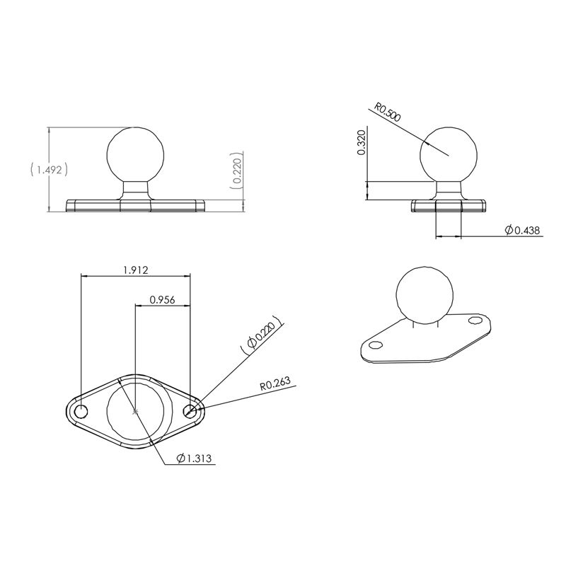 RAM Mounts X-Grip - Soporte universal para teléfono con bola RAM-HOL-UN7BU  con bola B de 1 pulgada